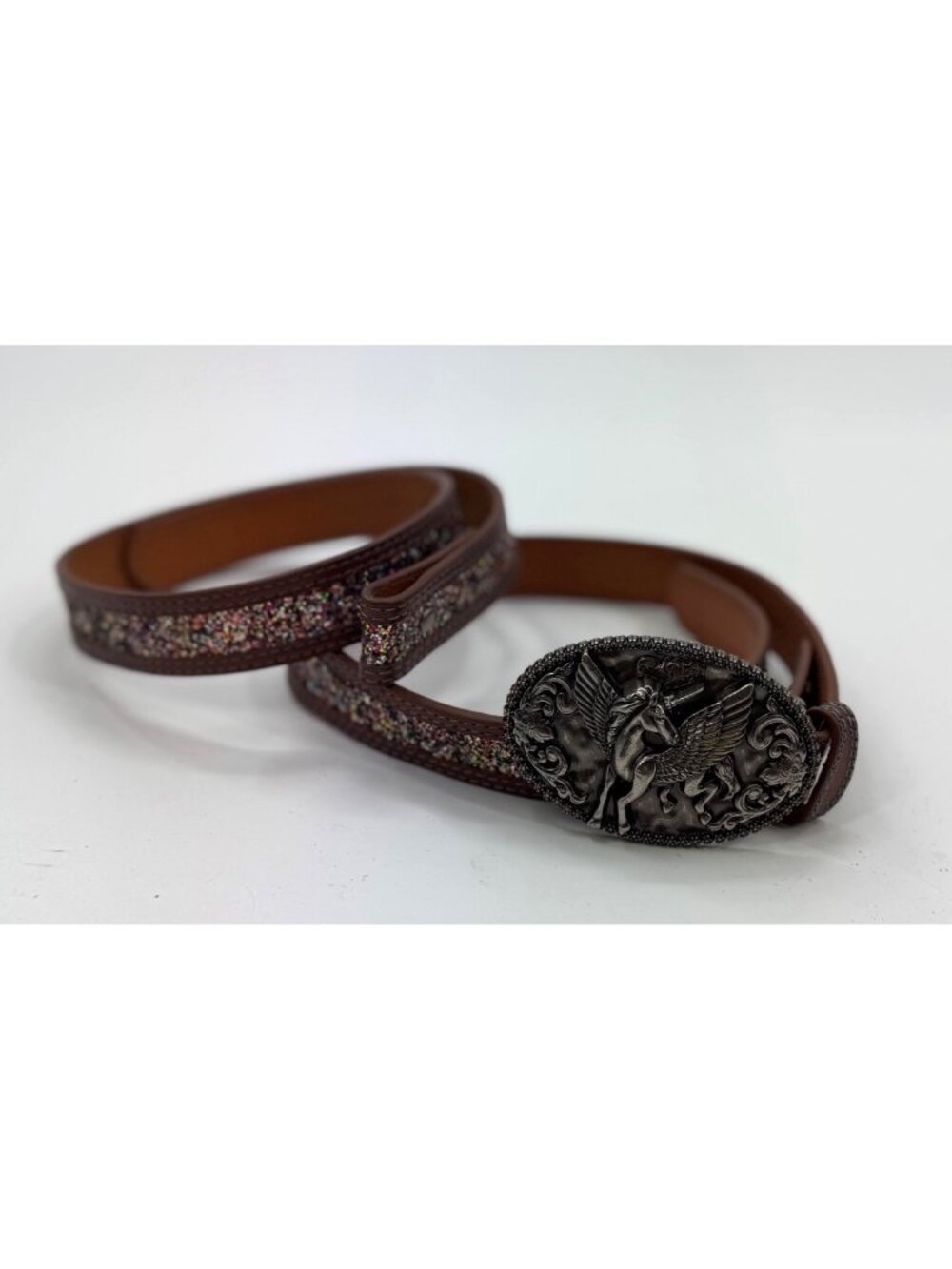 Shyanne Girls Glitter Leather Belt Set Size 20 & 24 Interchangeable Pegasus Buck